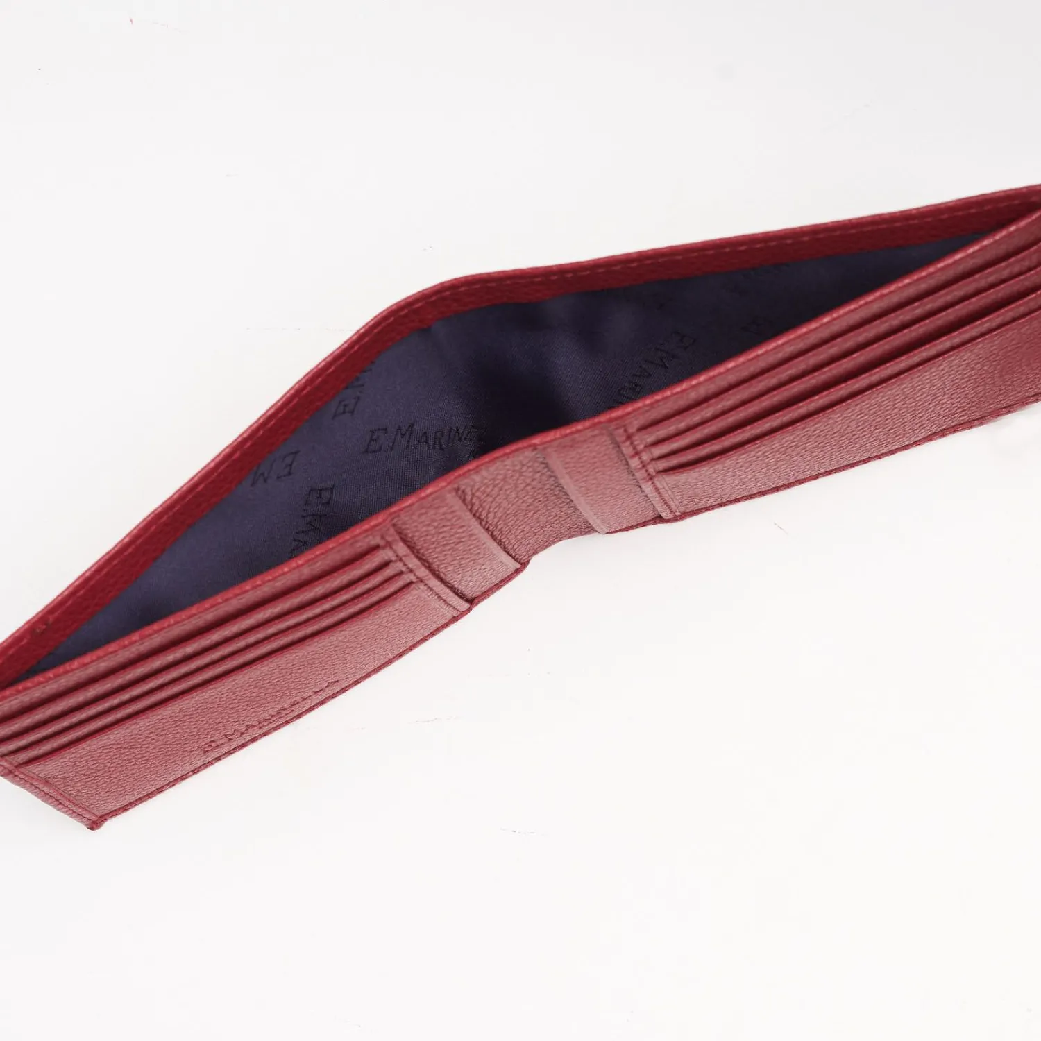 Ruby Red Hammered Horizontal Leather Wallet>E.Marinella New