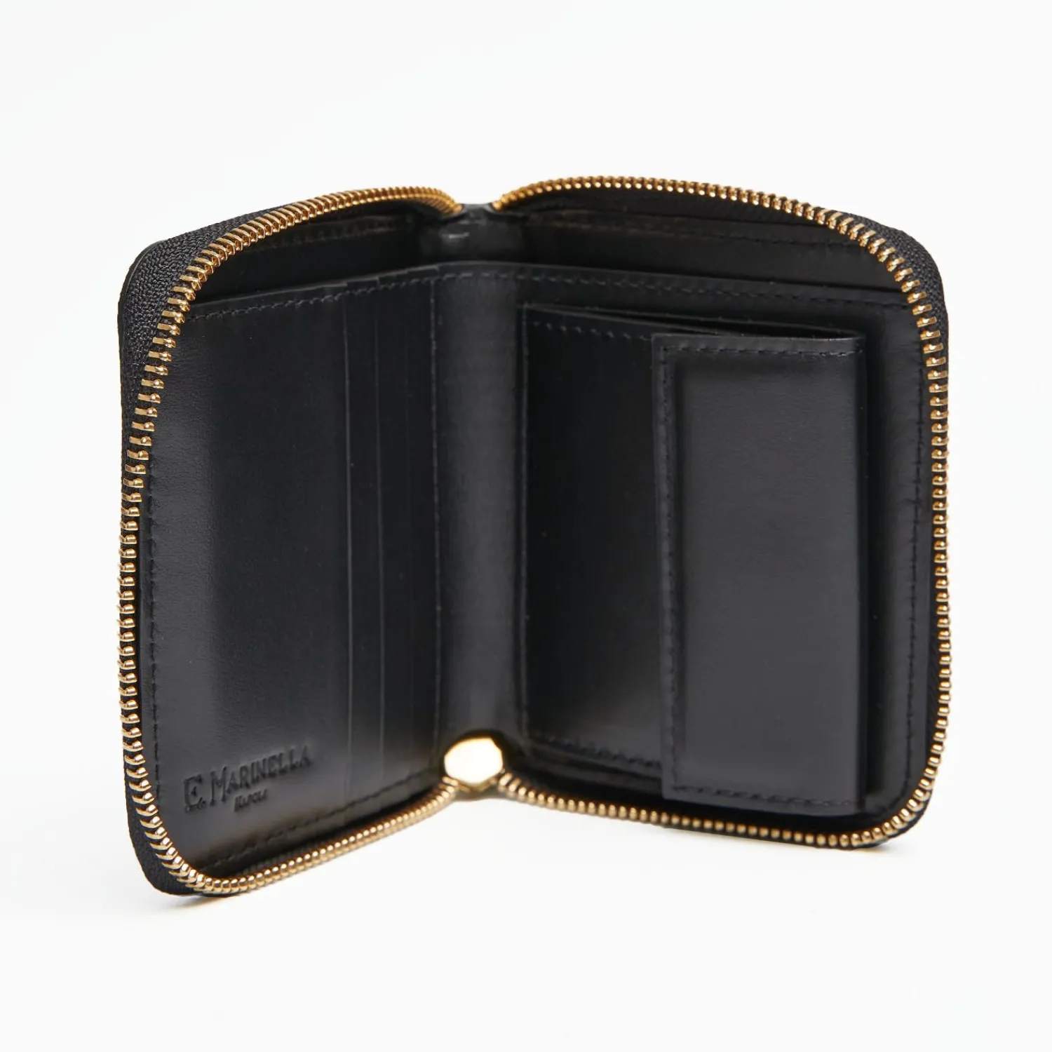 Small Black Hammered Leather Wallet>E.Marinella Shop