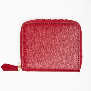 Small Ruby Red Hammered Leather Wallet>E.Marinella Fashion