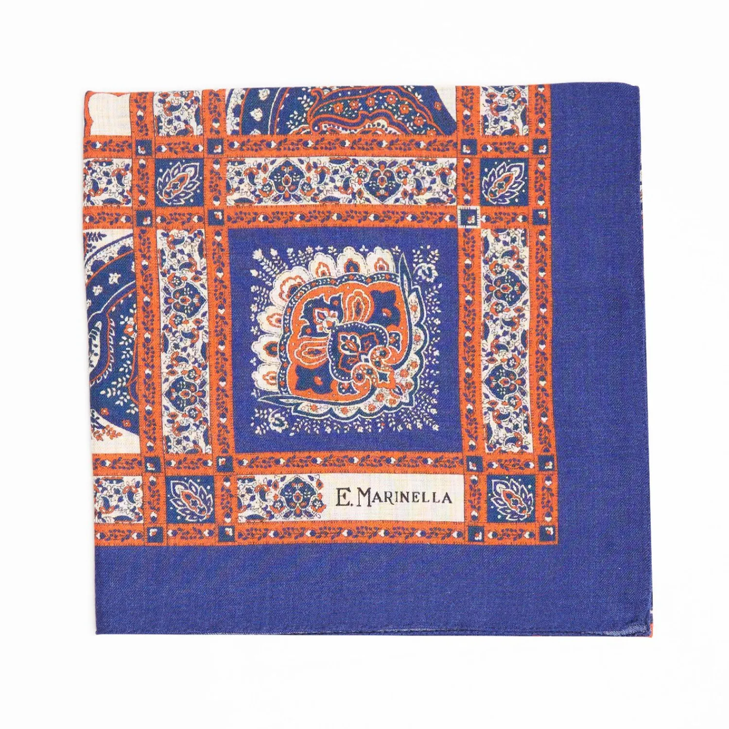 Soft Blue And Brown Wool Stole - Floral Pattern>E.Marinella Outlet