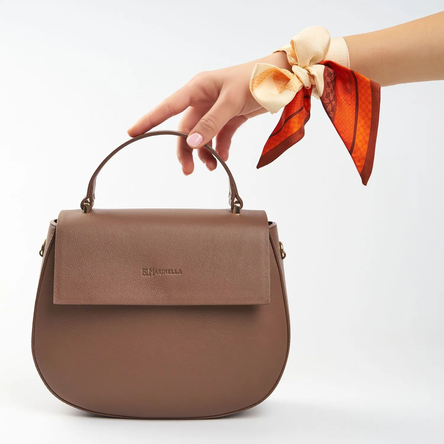 Taupe Smooth Leather Cleo Bag>E.Marinella Best Sale