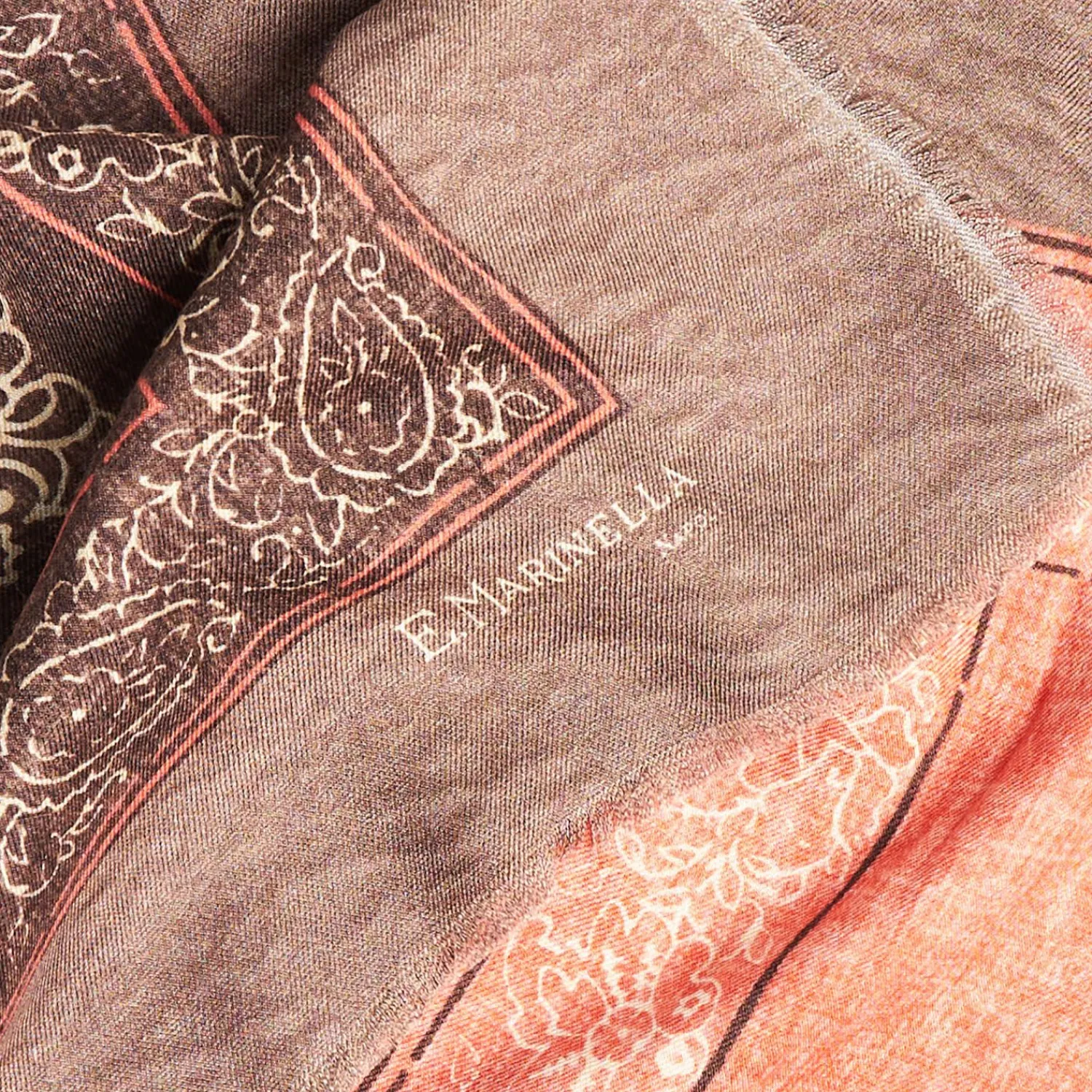 Taupe Wool And Silk Stole - Alternate Checks>E.Marinella Fashion
