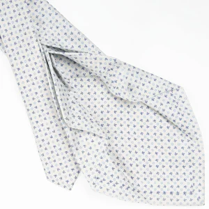 White 7 Fold Sartorial Silk Tie - Small Flower Pattern>E.Marinella Cheap