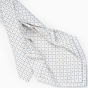 White 9 Fold Sartorial Silk Tie Small Flower Pattern>E.Marinella Cheap