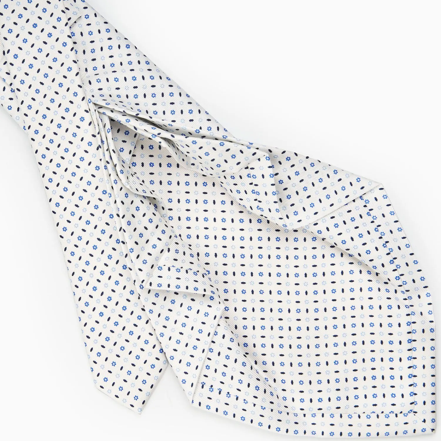 White 9 Fold Sartorial Silk Tie Small Flower Pattern>E.Marinella Cheap