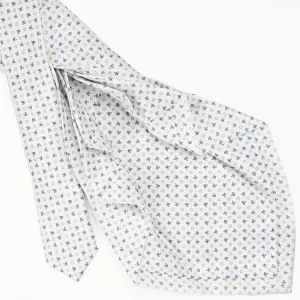 White 9 Fold Sartorial Silk Tie Small Flower Pattern>E.Marinella Discount