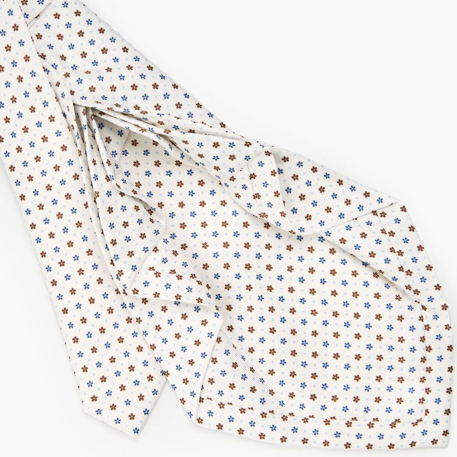 White 9 Fold Sartorial Silk Tie Small Flower Pattern>E.Marinella Clearance