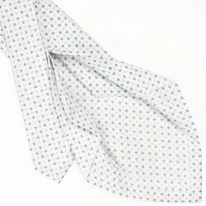 White 5 Fold Sartorial Silk Tie - Small Flower Pattern>E.Marinella Clearance