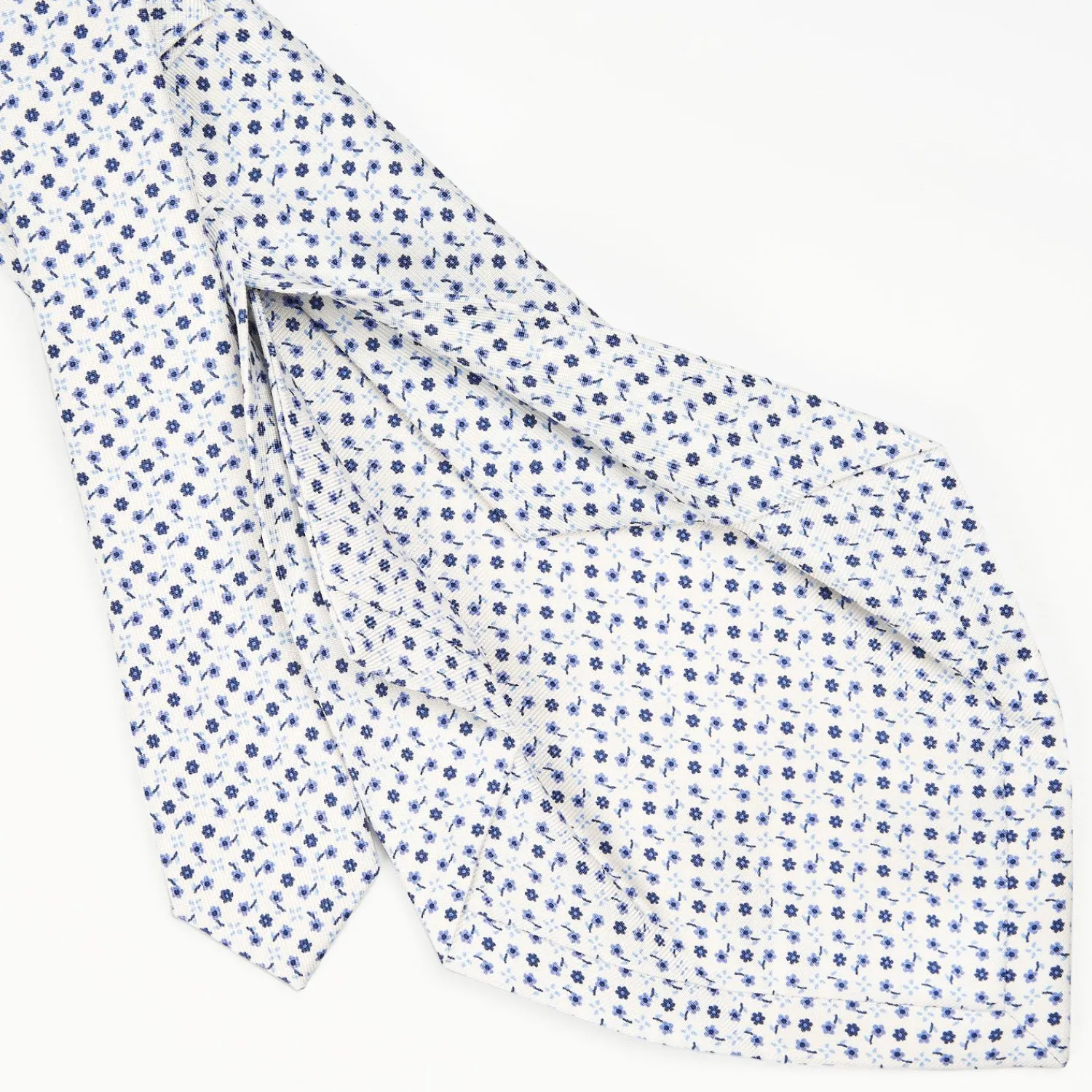 White 5 Fold Sartorial Silk Tie - Small Flower Pattern>E.Marinella Sale