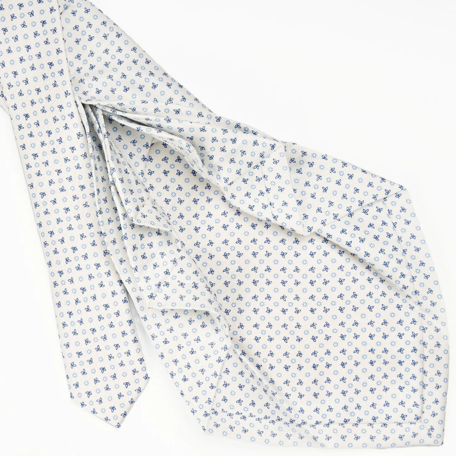 White 9 Fold Sartorial Silk Tie Small Flower Pattern>E.Marinella Discount