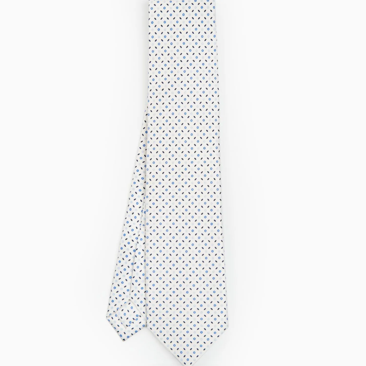 White 9 Fold Sartorial Silk Tie Small Flower Pattern>E.Marinella Cheap