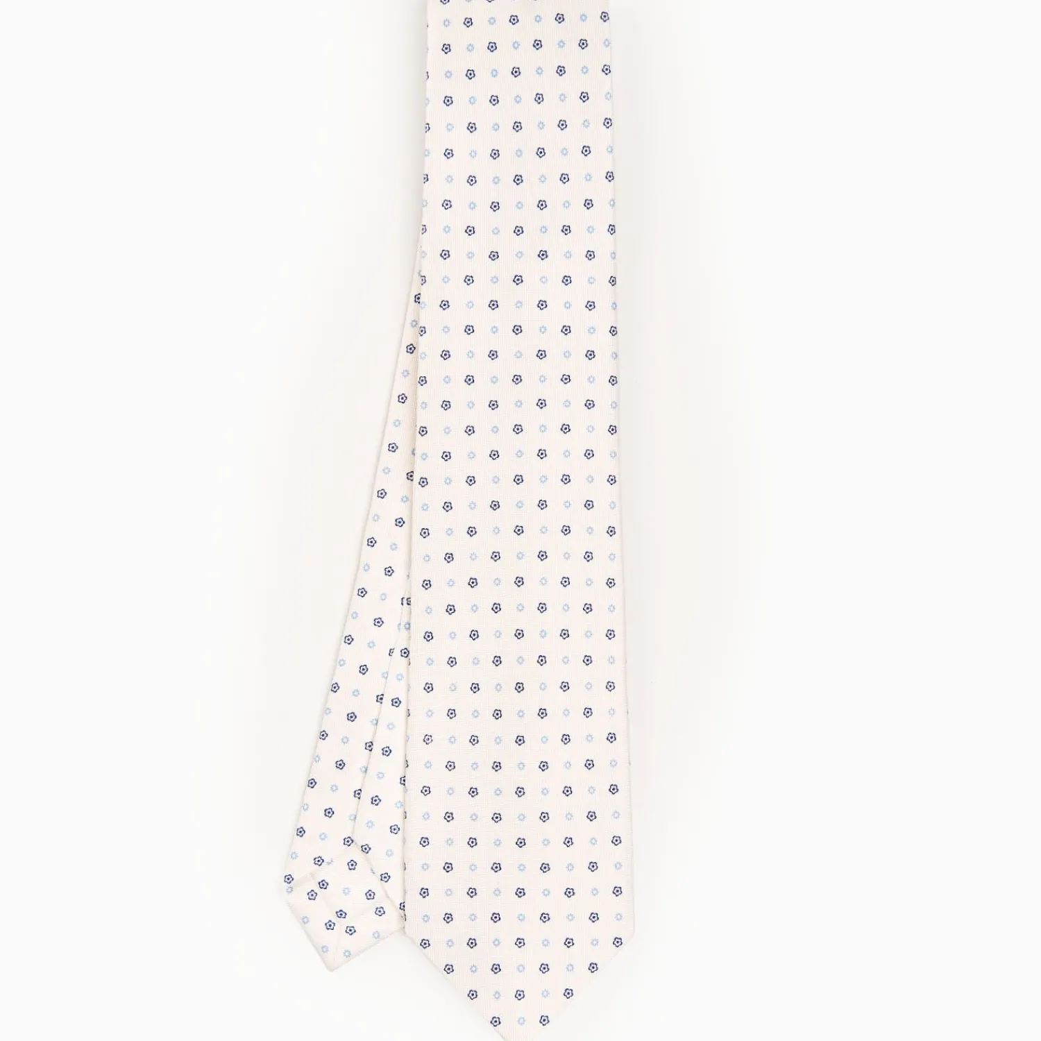 White 9 Fold Sartorial Silk Tie Small Flower Pattern>E.Marinella Clearance