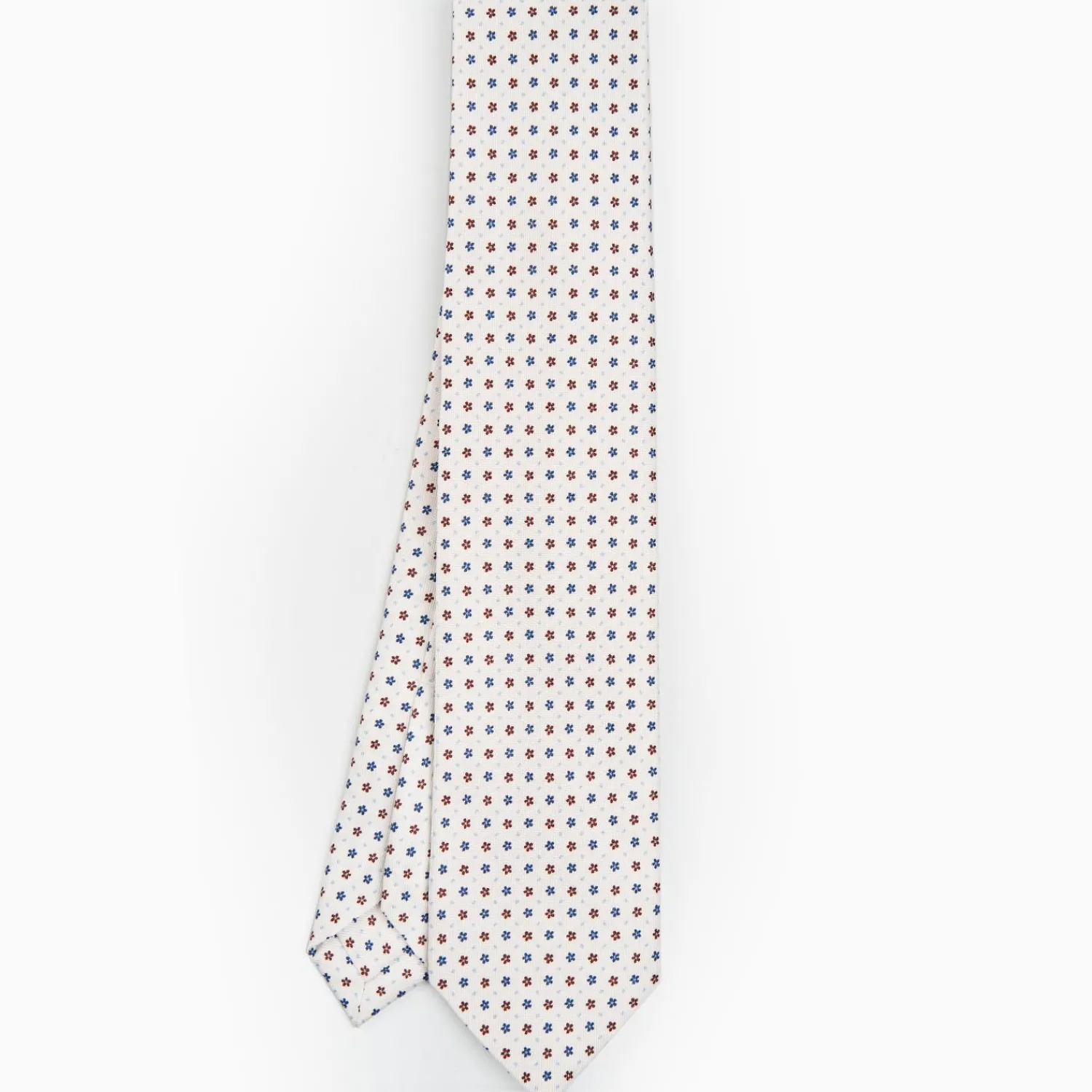 White 9 Fold Sartorial Silk Tie Small Flower Pattern>E.Marinella Clearance
