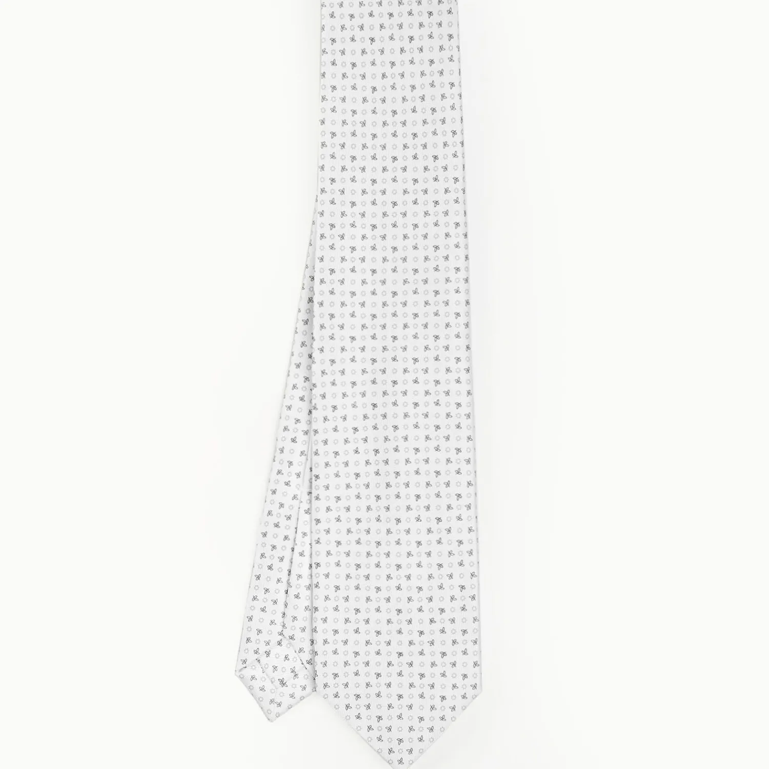 White 5 Fold Sartorial Silk Tie - Small Flower Pattern>E.Marinella Clearance