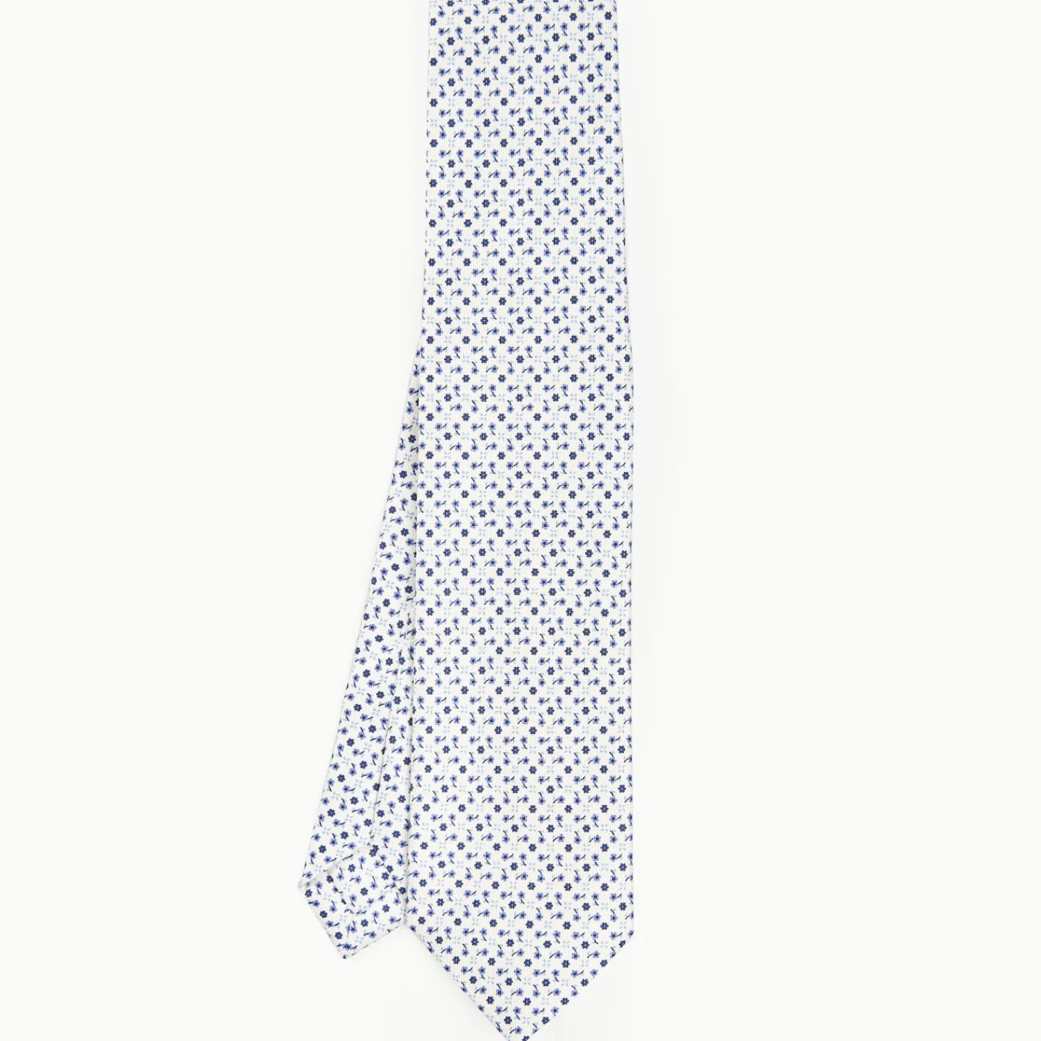 White 5 Fold Sartorial Silk Tie - Small Flower Pattern>E.Marinella Sale