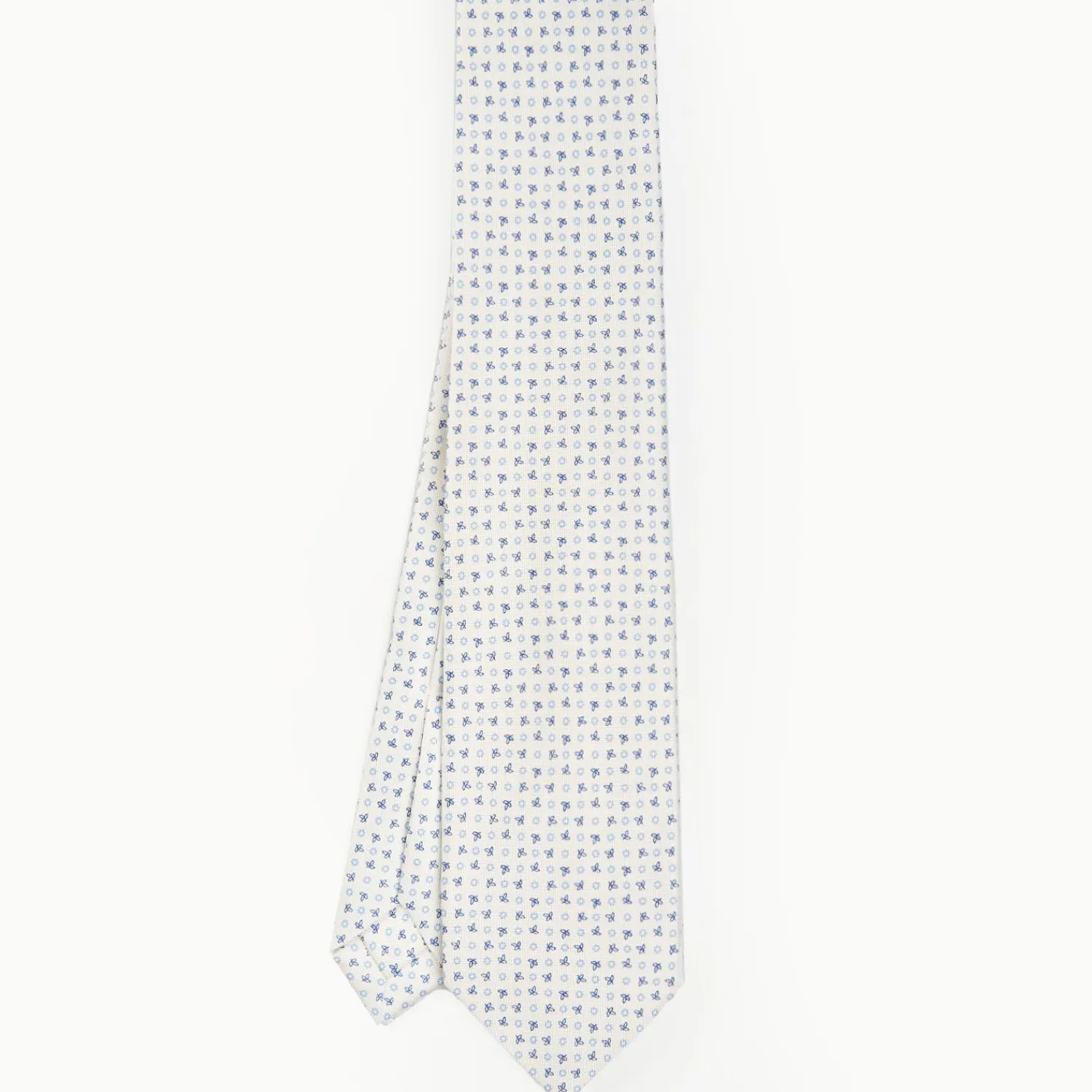 White 9 Fold Sartorial Silk Tie Small Flower Pattern>E.Marinella Discount
