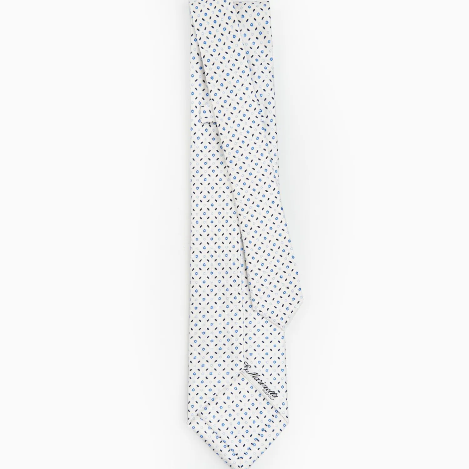 White 9 Fold Sartorial Silk Tie Small Flower Pattern>E.Marinella Cheap