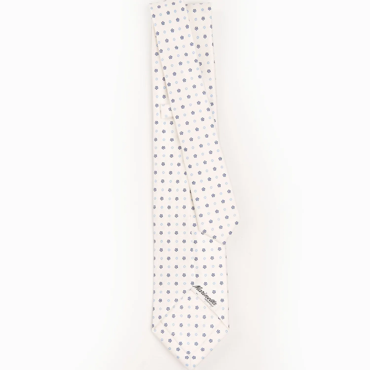 White 9 Fold Sartorial Silk Tie Small Flower Pattern>E.Marinella Clearance