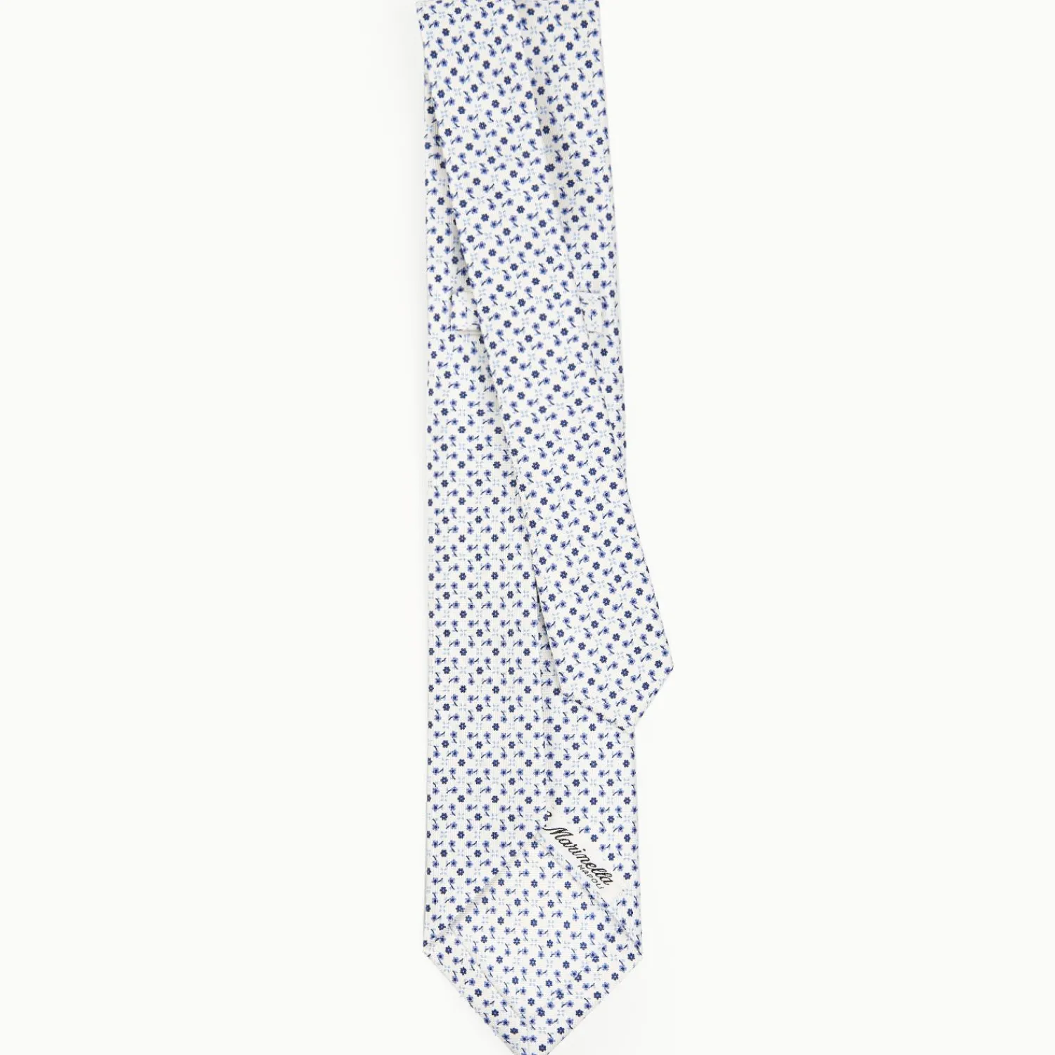 White 5 Fold Sartorial Silk Tie - Small Flower Pattern>E.Marinella Sale
