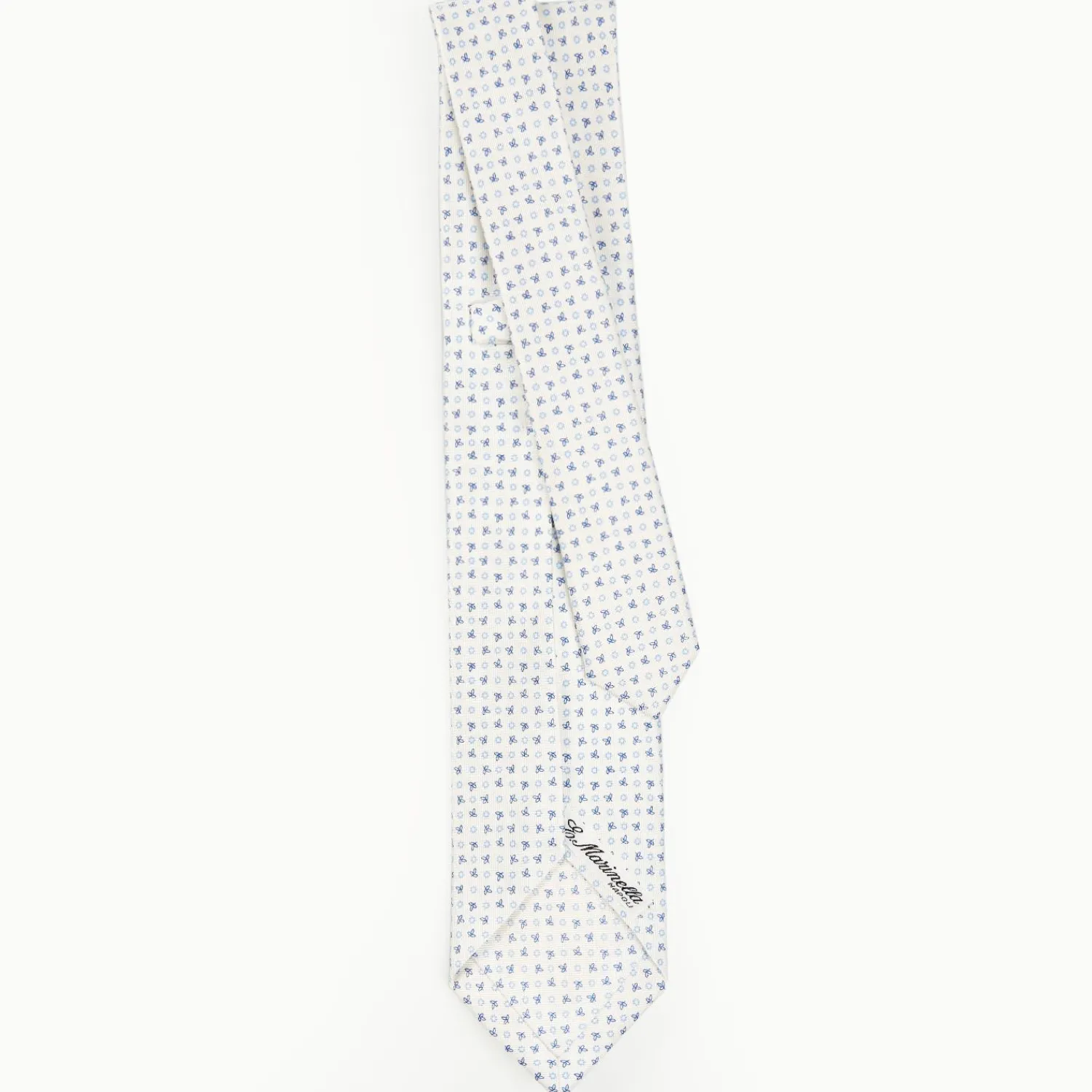White 9 Fold Sartorial Silk Tie Small Flower Pattern>E.Marinella Discount