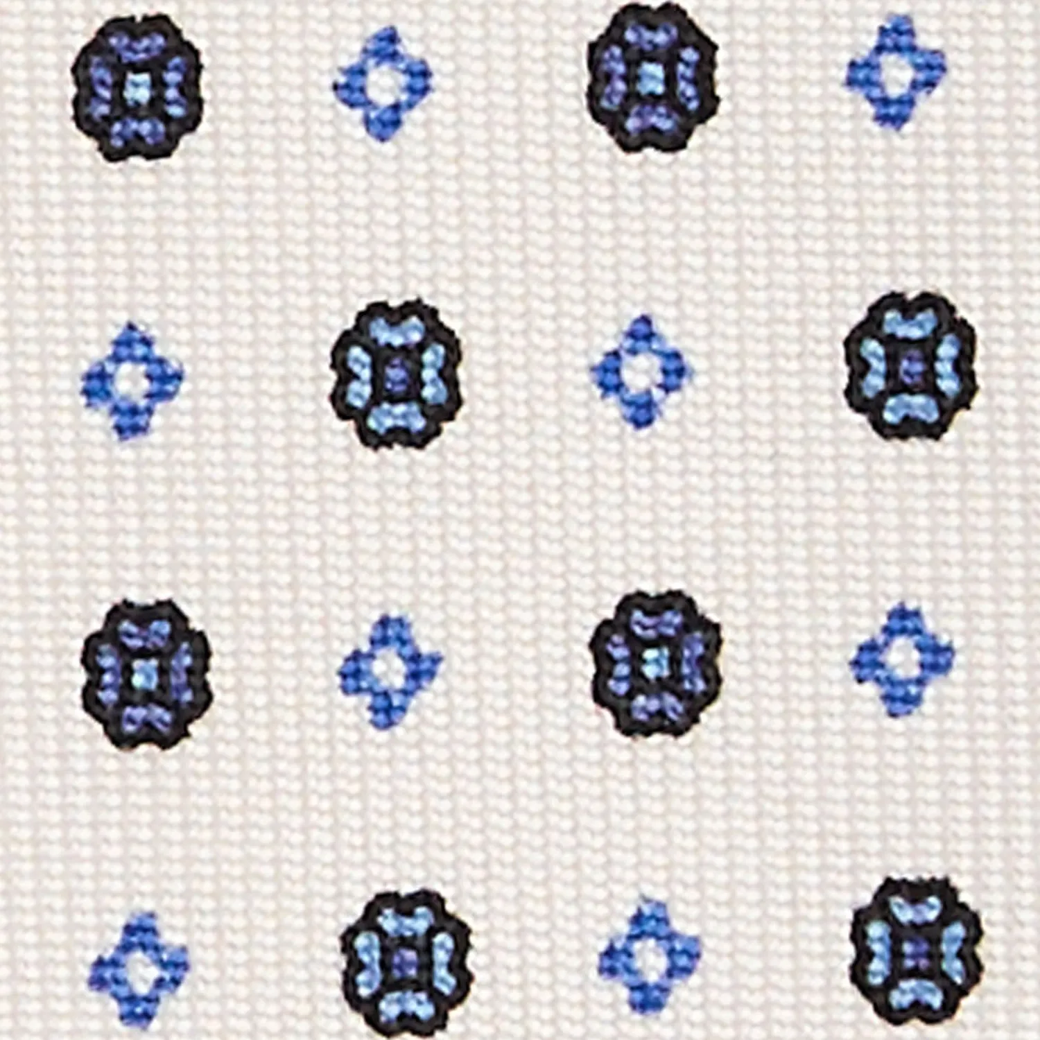 White Extra Long Sartorial Silk Tie - Small Flower Pattern>E.Marinella Online