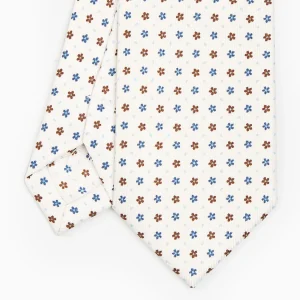 White Sartorial 7 Cm Silk Tie - Small Flower Pattern>E.Marinella Flash Sale