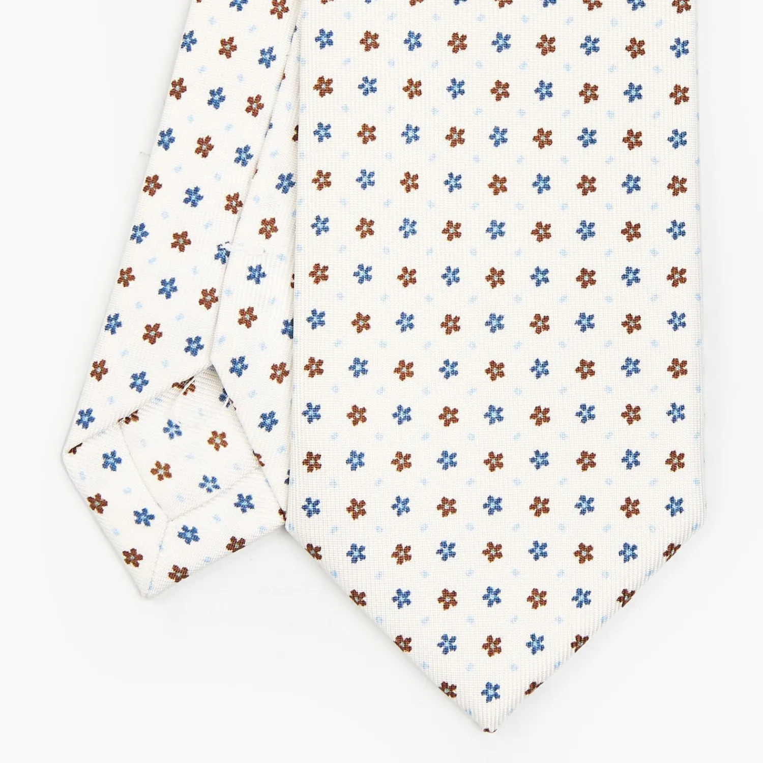 White Sartorial 7 Cm Silk Tie - Small Flower Pattern>E.Marinella Flash Sale