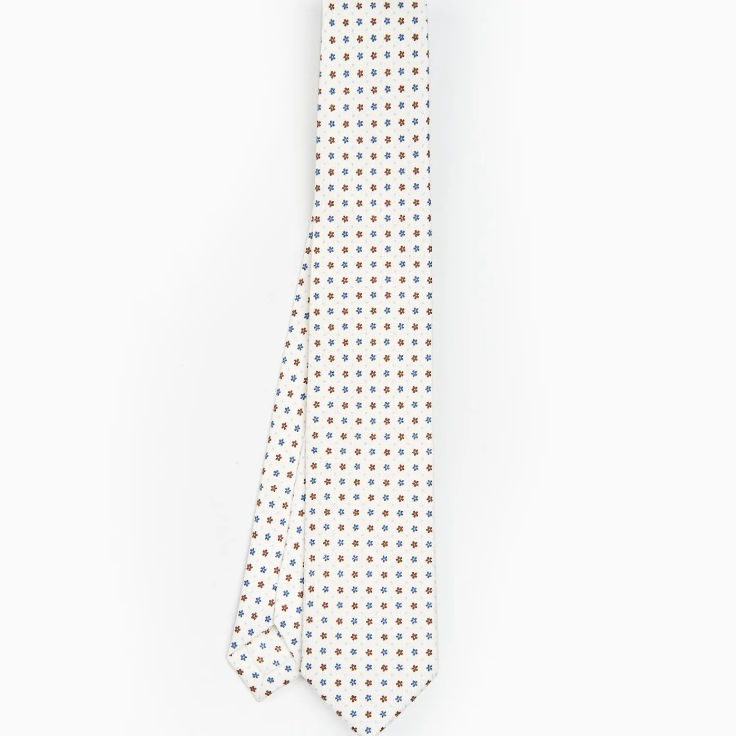 White Sartorial 7 Cm Silk Tie - Small Flower Pattern>E.Marinella Flash Sale