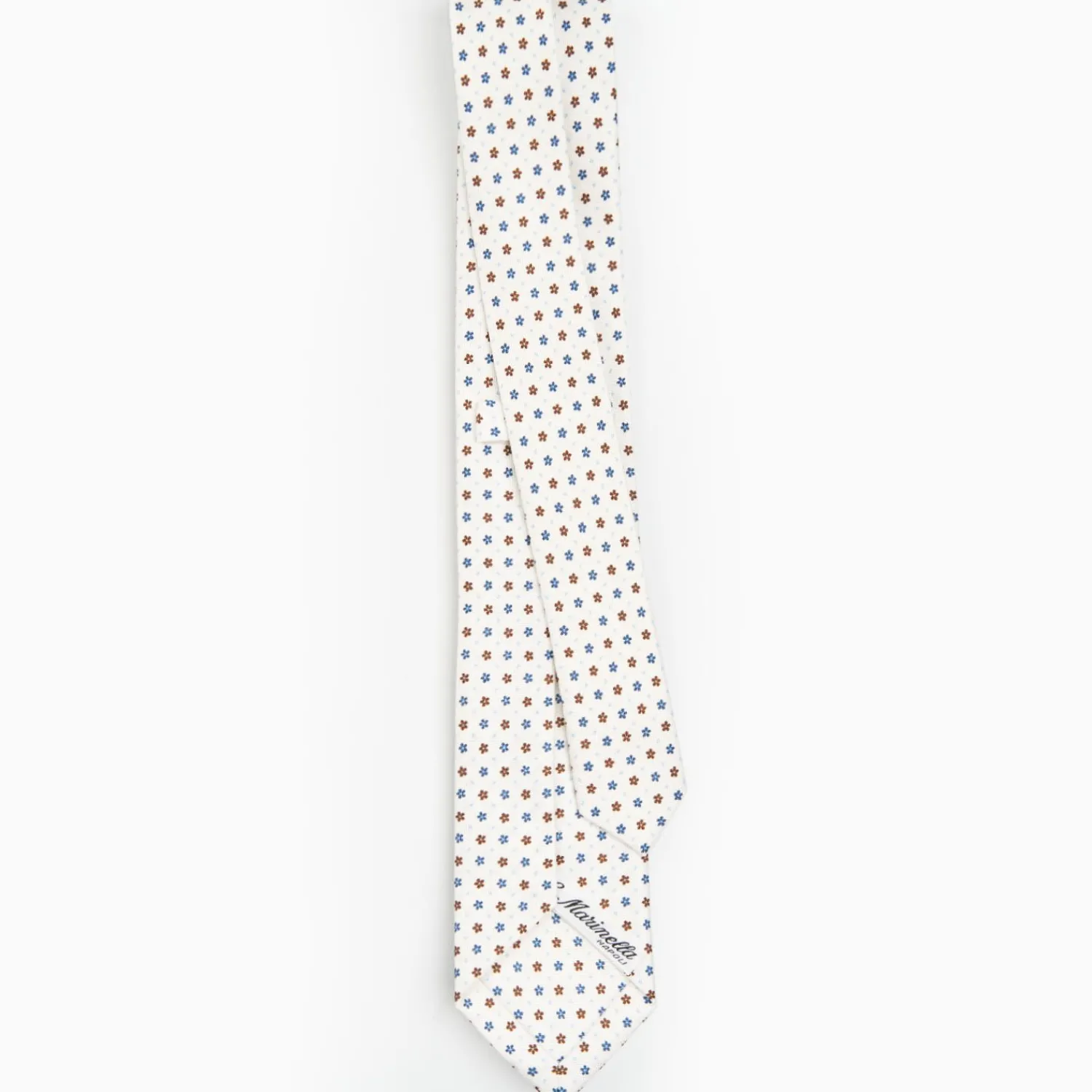 White Sartorial 7 Cm Silk Tie - Small Flower Pattern>E.Marinella Flash Sale