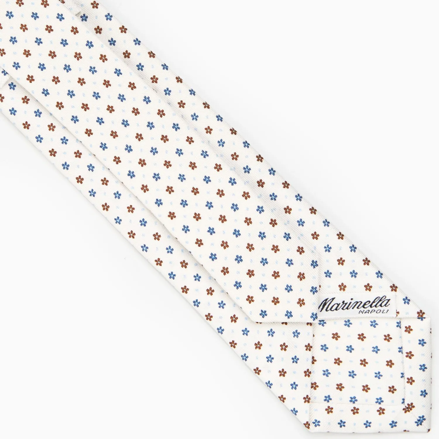 White Sartorial 7 Cm Silk Tie - Small Flower Pattern>E.Marinella Flash Sale