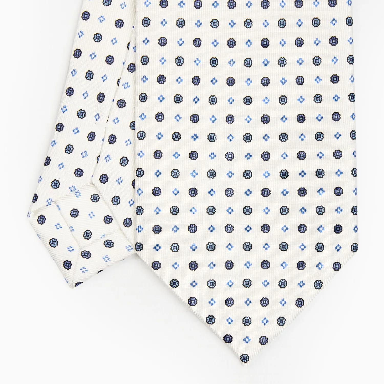 White Sartorial Classic Silk Tie - Small Flower Pattern>E.Marinella Clearance