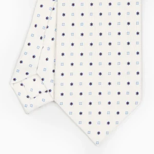 White Sartorial Classic Silk Tie - Small Flower Designs>E.Marinella Store
