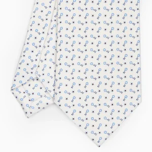 White Sartorial Classic Silk Tie - Small Flower Designs>E.Marinella Outlet
