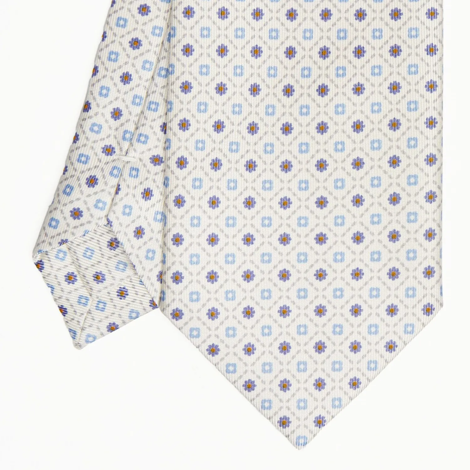 White Sartorial Classic Silk Tie Small Flower Pattern>E.Marinella Best