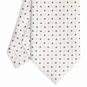 White Sartorial Classic Silk Tie - Small Flower Pattern>E.Marinella Hot