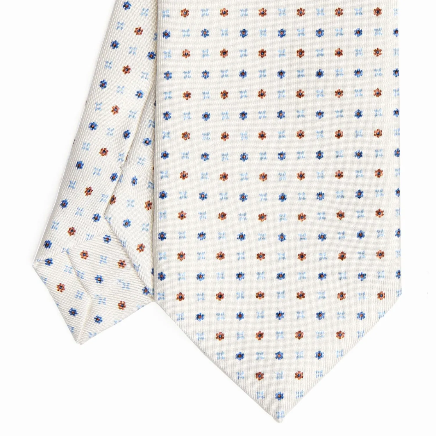 White Sartorial Classic Silk Tie - Small Flower Pattern>E.Marinella Hot