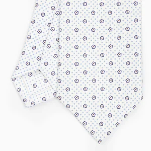 White Sartorial Classic Silk Tie - Small Flower Pattern>E.Marinella Shop