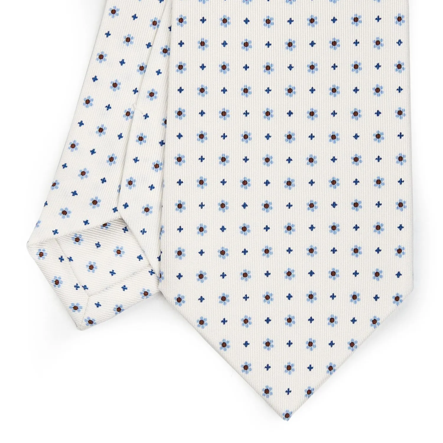 White Sartorial Classic Silk Tie - Small Flower Pattern>E.Marinella Flash Sale