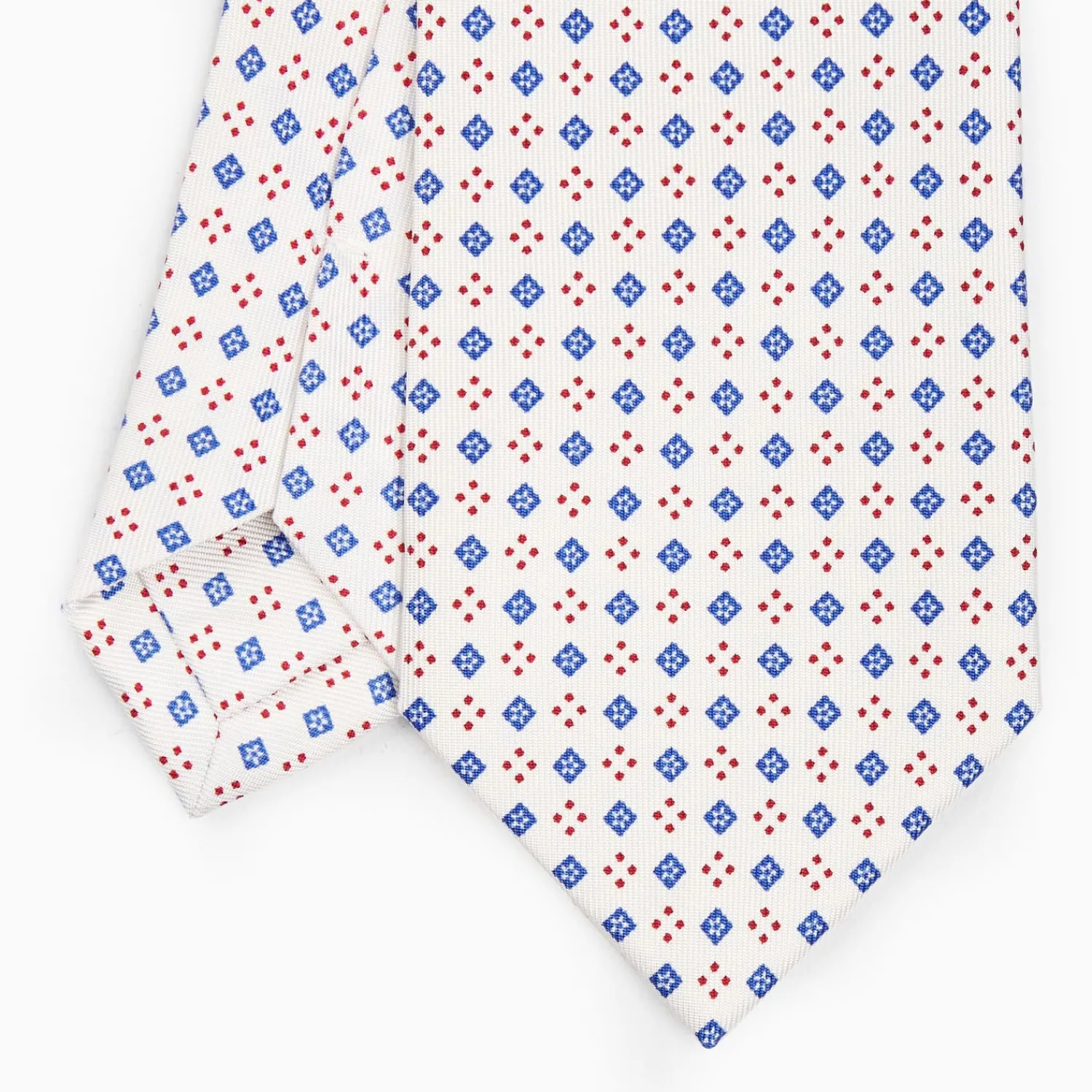 White Sartorial Classic Silk Tie - Small Flower Pattern>E.Marinella Best Sale