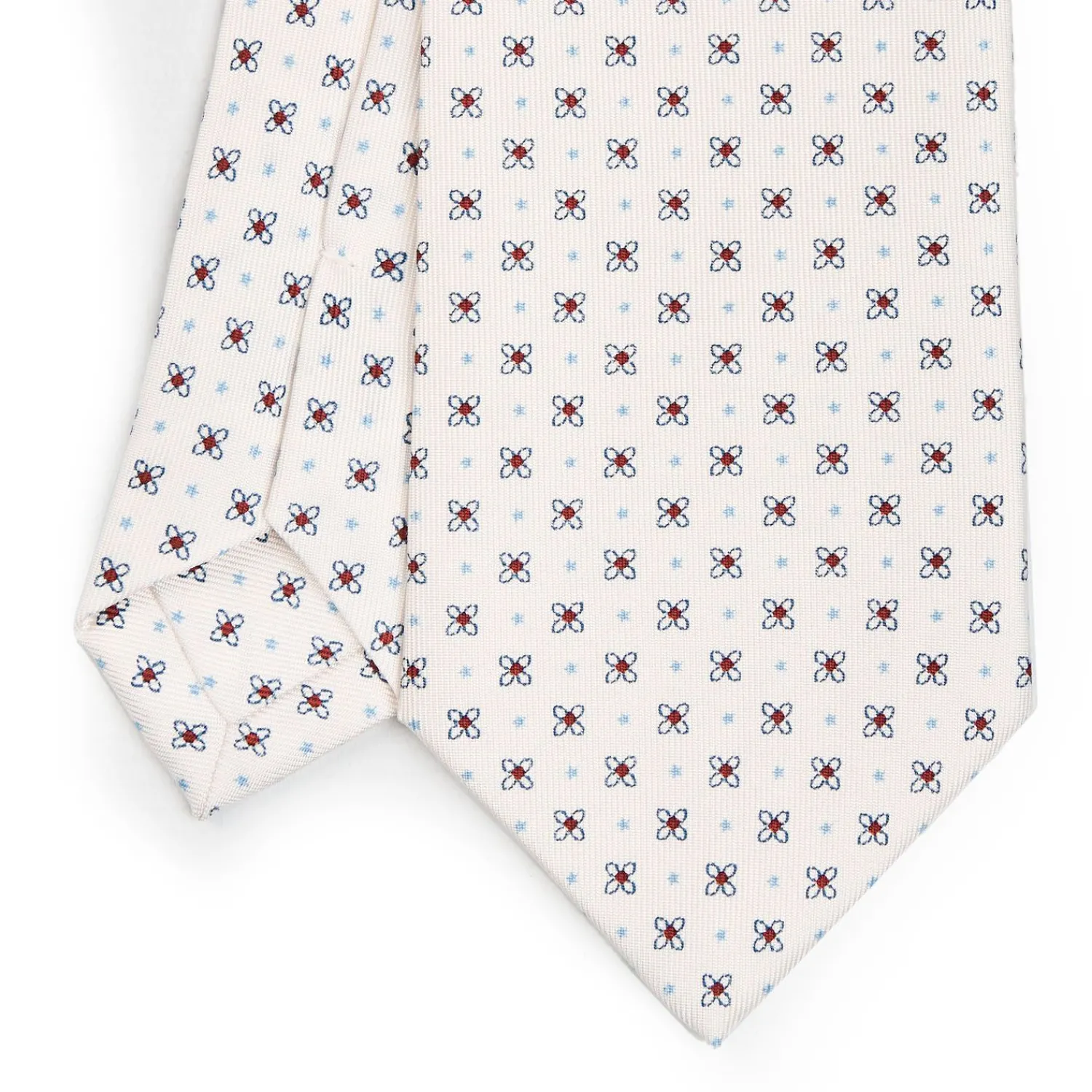 White Sartorial Classic Silk Tie - Small Flower Pattern>E.Marinella Cheap