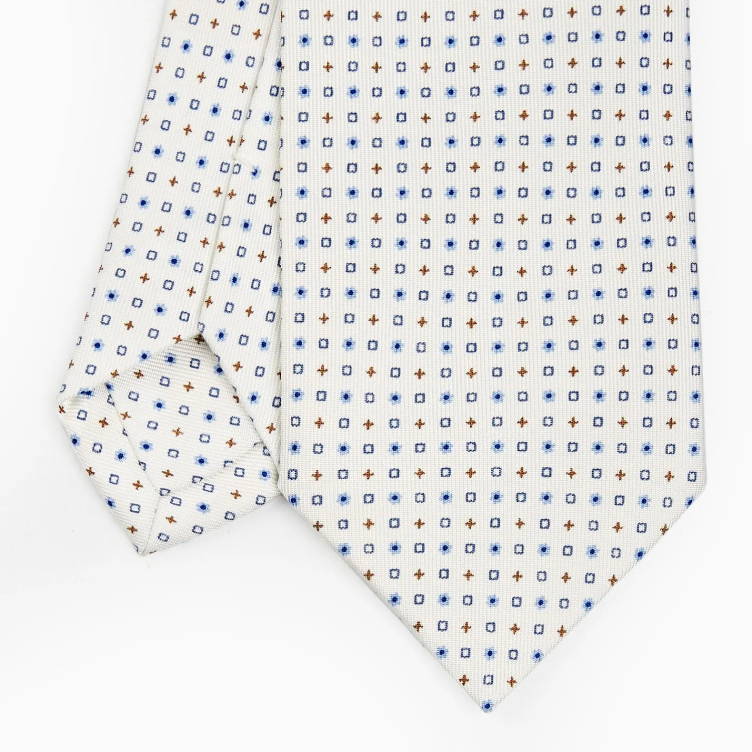 White Sartorial Classic Silk Tie - Small Flower Pattern>E.Marinella Flash Sale
