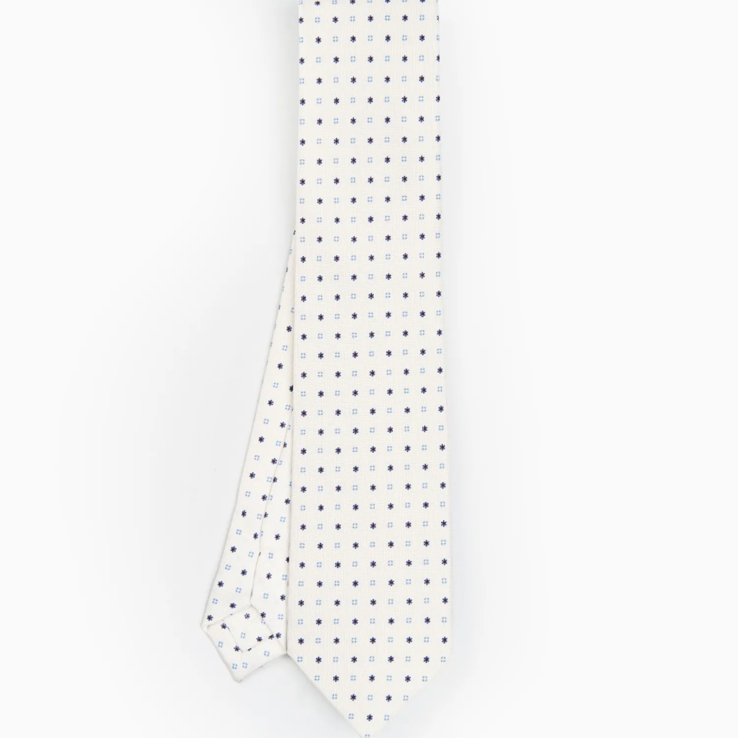 White Sartorial Classic Silk Tie - Small Flower Designs>E.Marinella Store