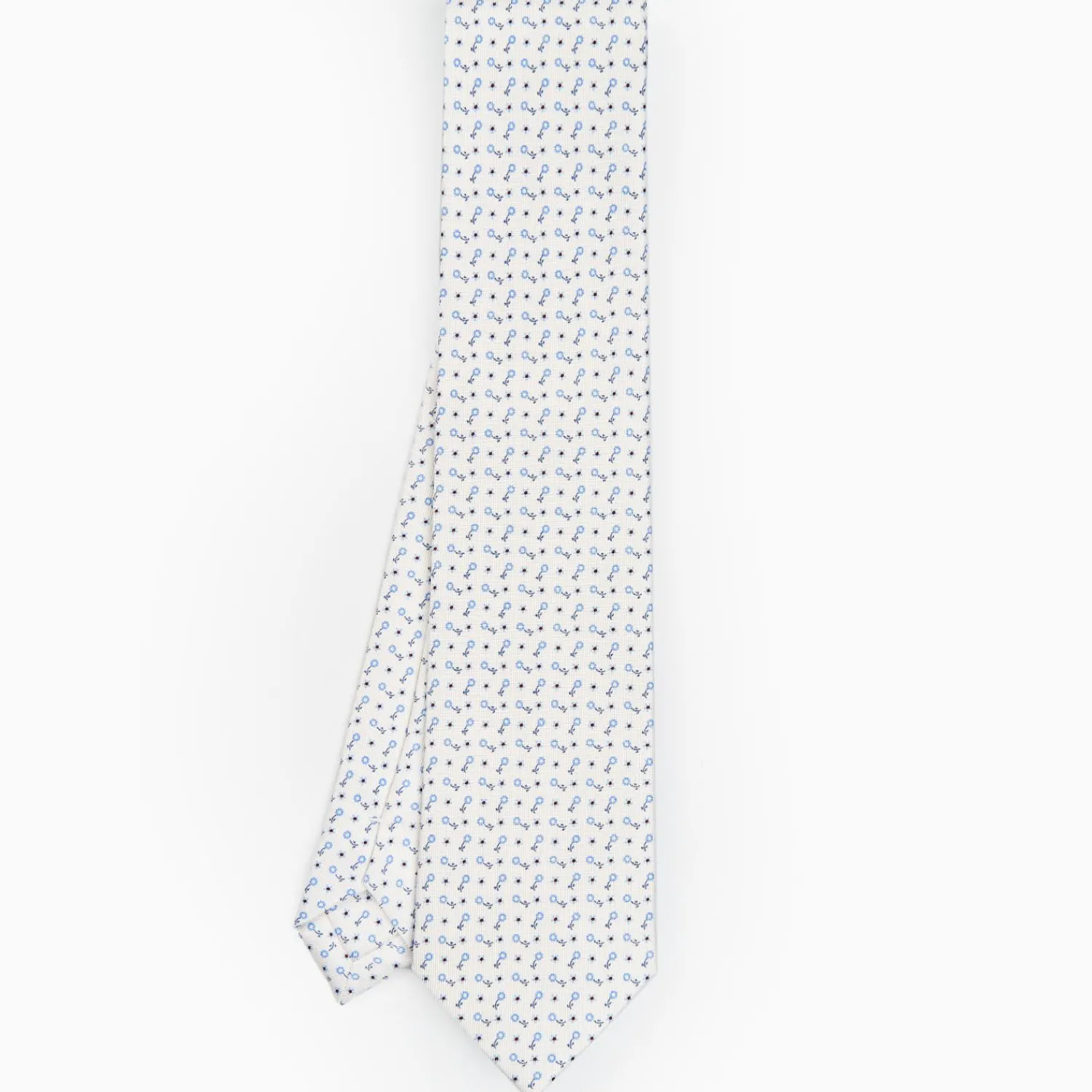 White Sartorial Classic Silk Tie - Small Flower Designs>E.Marinella Outlet