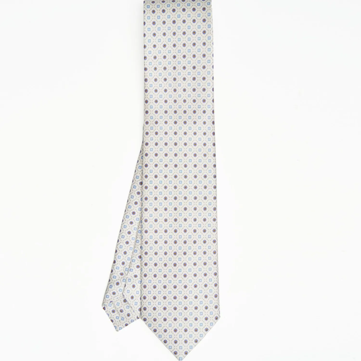 White Sartorial Classic Silk Tie Small Flower Pattern>E.Marinella Best