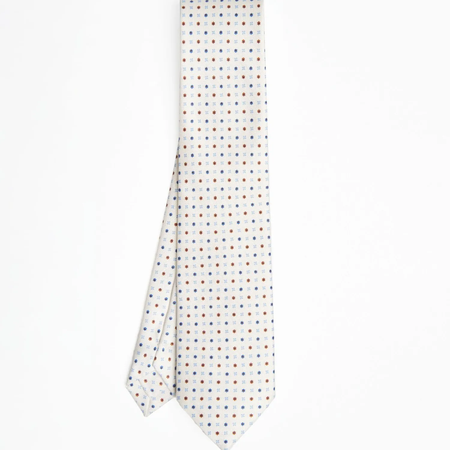 White Sartorial Classic Silk Tie - Small Flower Pattern>E.Marinella Hot