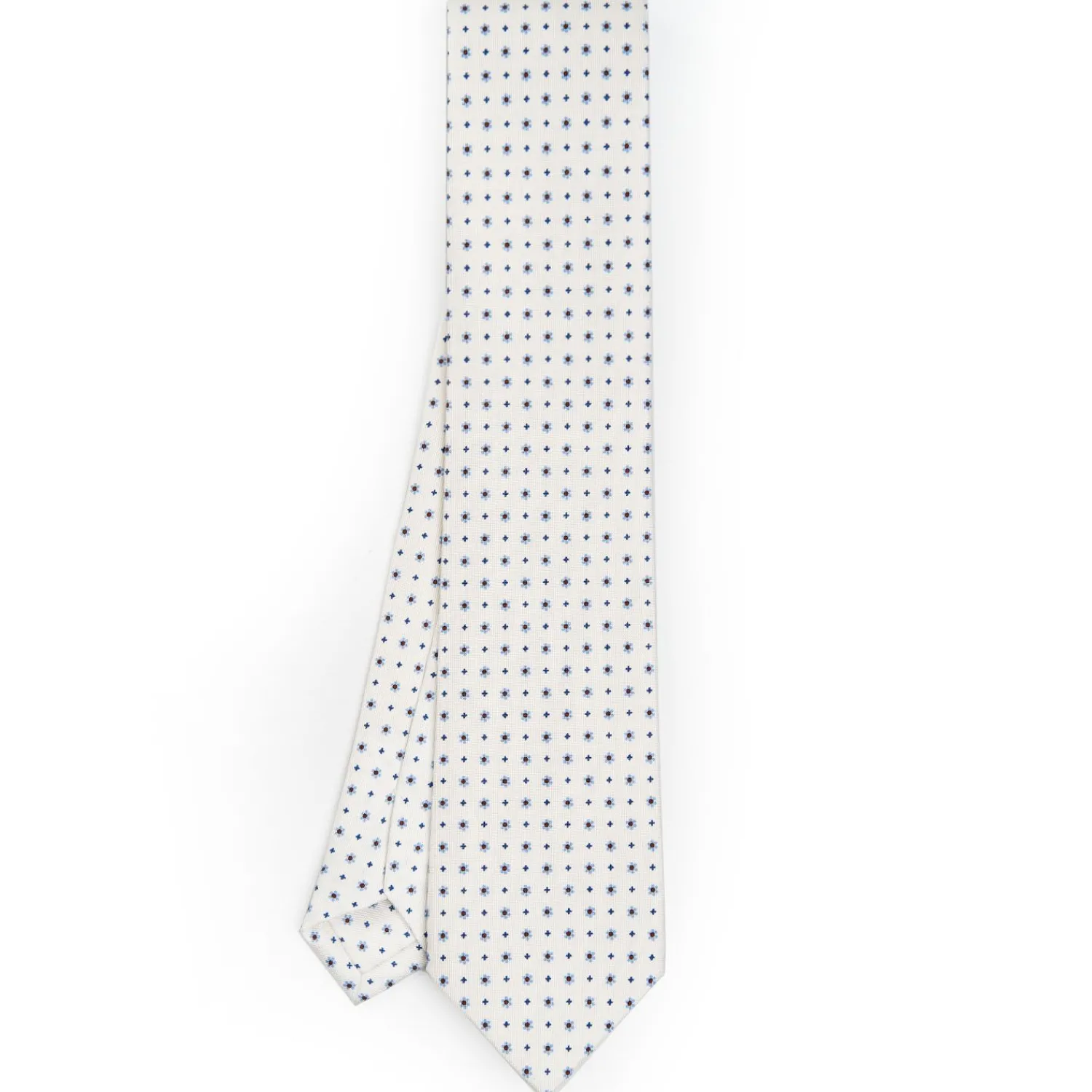 White Sartorial Classic Silk Tie - Small Flower Pattern>E.Marinella Flash Sale