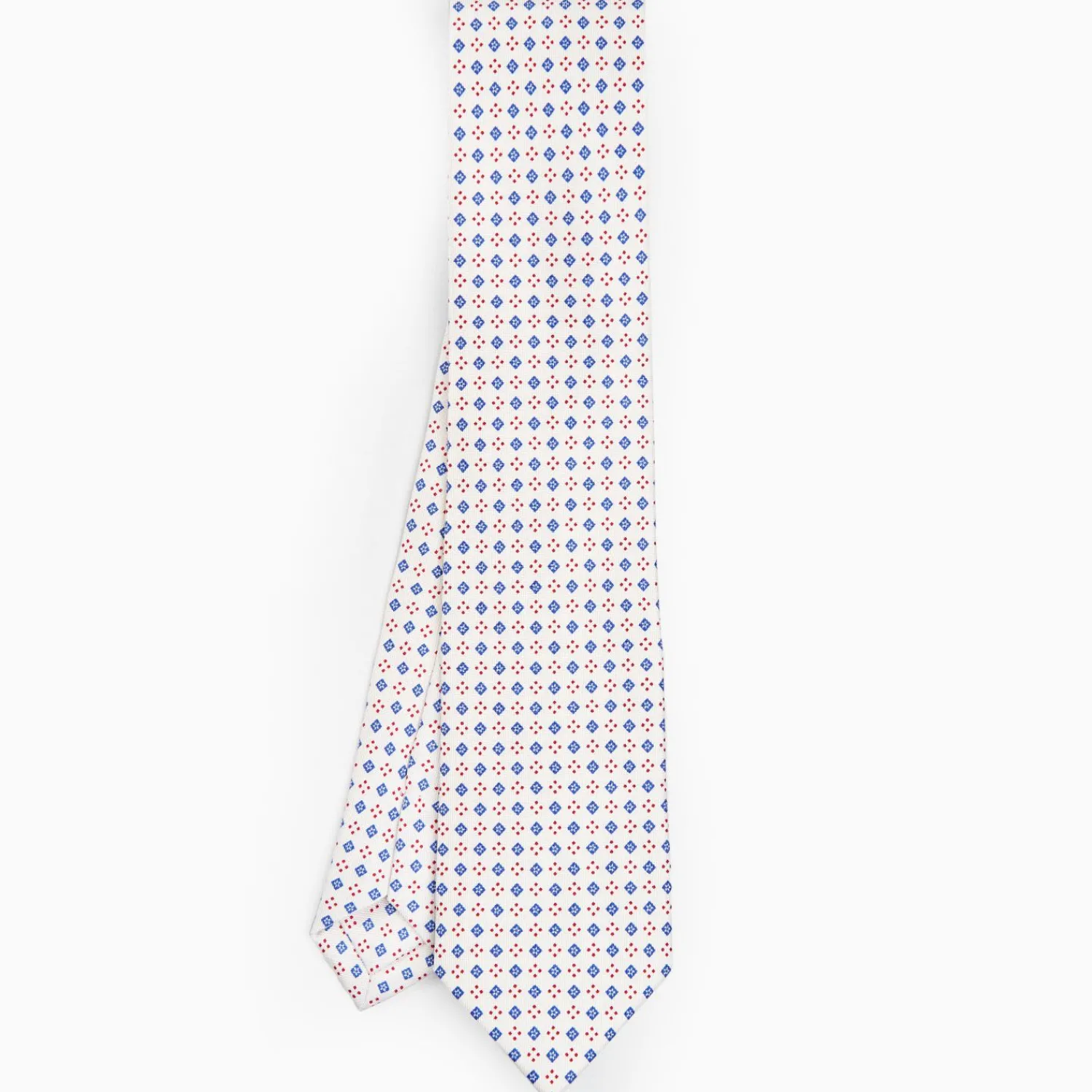 White Sartorial Classic Silk Tie - Small Flower Pattern>E.Marinella Best Sale