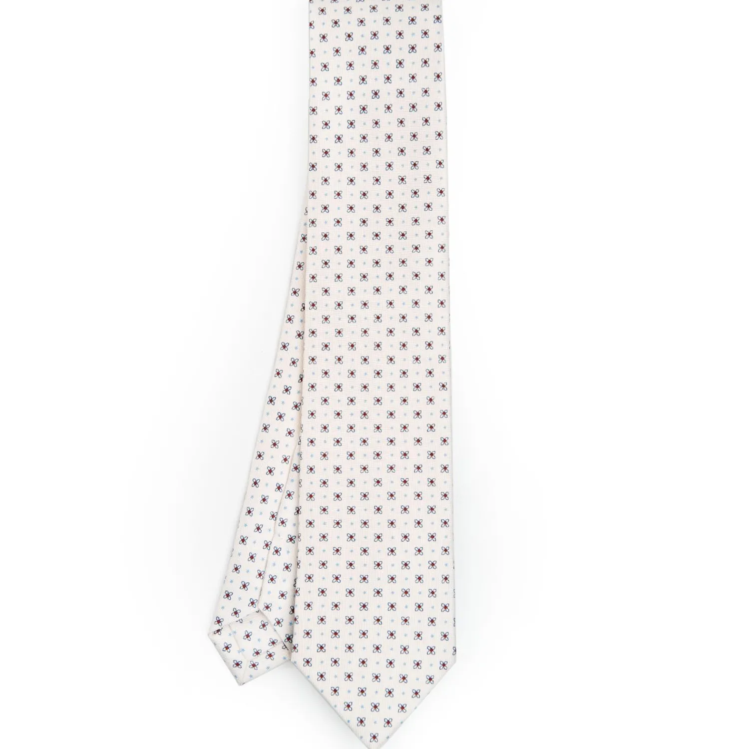 White Sartorial Classic Silk Tie - Small Flower Pattern>E.Marinella Cheap