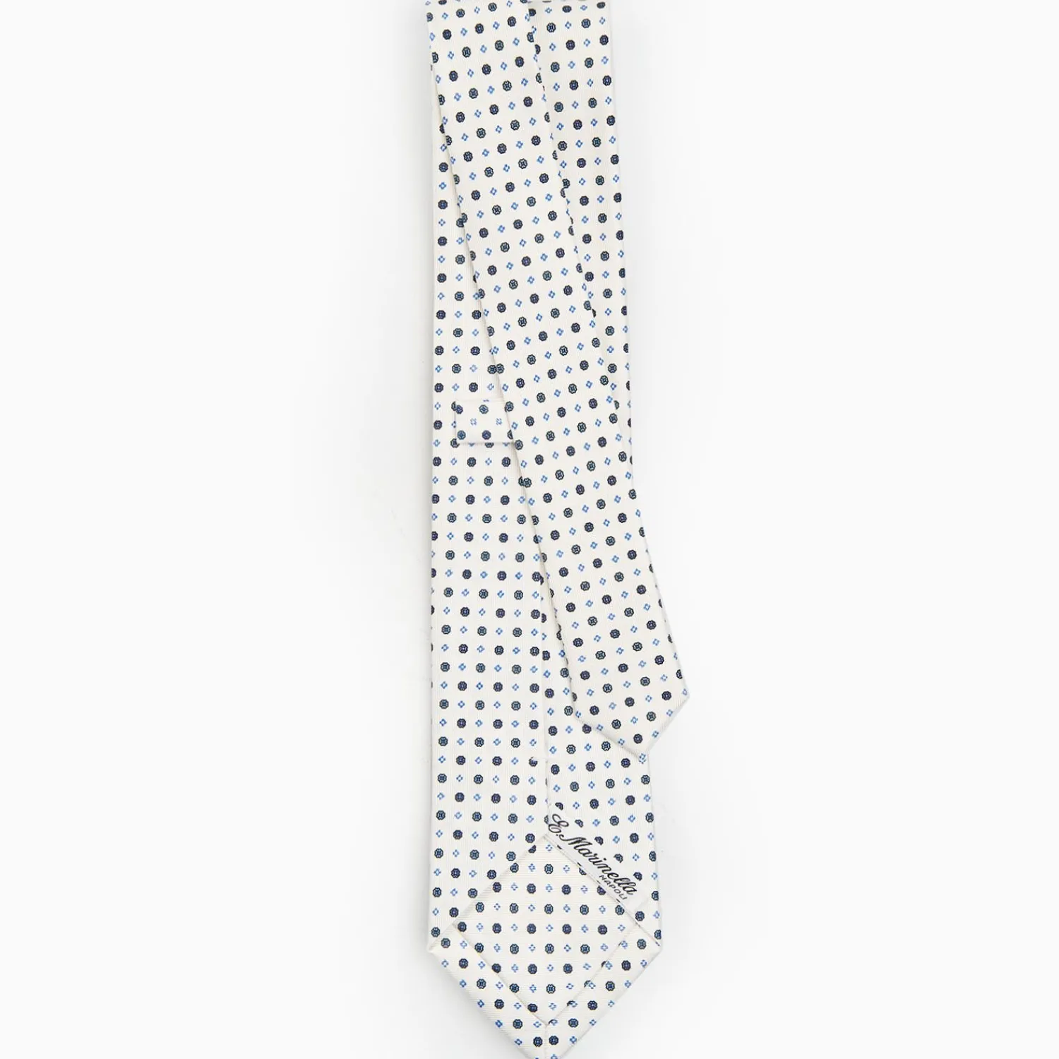 White Sartorial Classic Silk Tie - Small Flower Pattern>E.Marinella Clearance