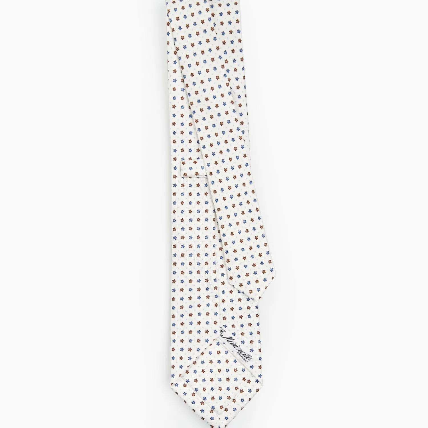 White Sartorial Classic Silk Tie - Small Flower Pattern>E.Marinella Shop